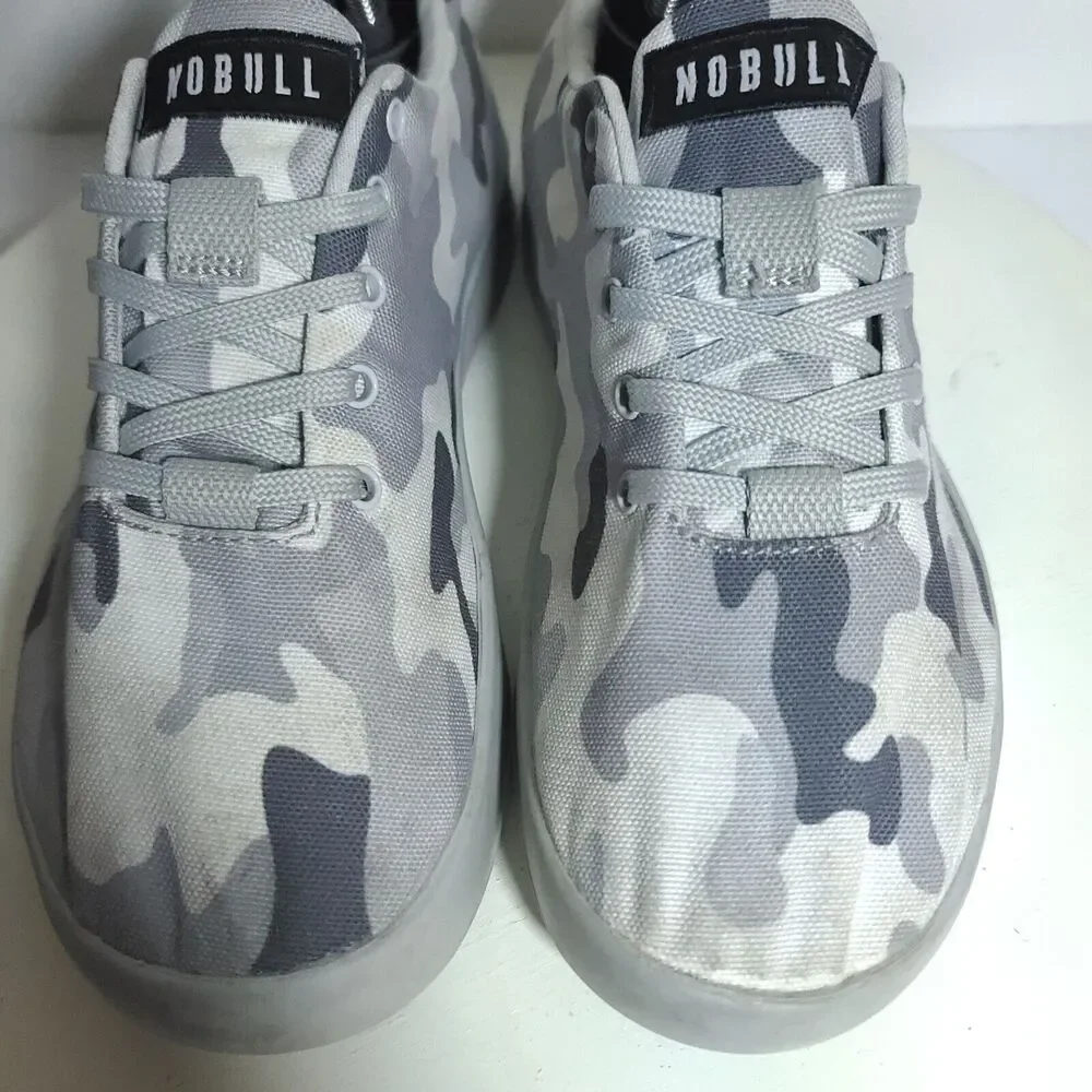 NOBULL Camo Canvas Trainers Women's Size 8.5 Gray Black White Sneakers Shoes